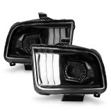 ANZO 05-09 Ford Mustang (w/Factory Halogen HL Only) Projector Headlights w/Light Bar Black Housing thumbnail 4