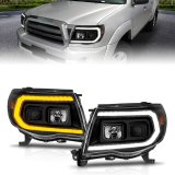 ANZO 05-11 Toyota Tacoma Projector Headlights w/Light Bar Switchback Black Housing thumbnail 1