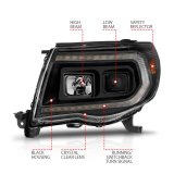 ANZO 05-11 Toyota Tacoma Projector Headlights w/Light Bar Switchback Black Housing thumbnail 7