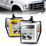 ANZO 08-10 Ford F-250 - F-550 Super Duty Projector Headlights w/ Light Bar Switchback Chrome Housing thumbnail 3