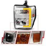 ANZO 08-10 Ford F-250 - F-550 Super Duty Projector Headlights w/ Light Bar Switchback Chrome Housing thumbnail 8
