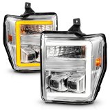 ANZO 08-10 Ford F-250 - F-550 Super Duty Projector Headlights w/ Light Bar Switchback Chrome Housing thumbnail 9