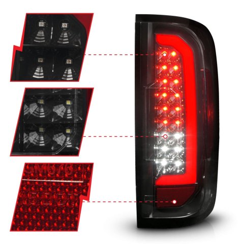 ANZO 15-21 Chevrolet Colorado Full LED Tail Lights w/ Red Lightbar Black Housing Smoke Lens thumbnail 1
