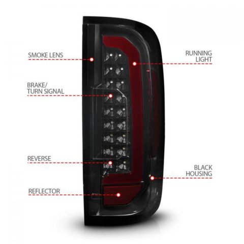 ANZO 15-21 Chevrolet Colorado Full LED Tail Lights w/ Red Lightbar Black Housing Smoke Lens thumbnail 6