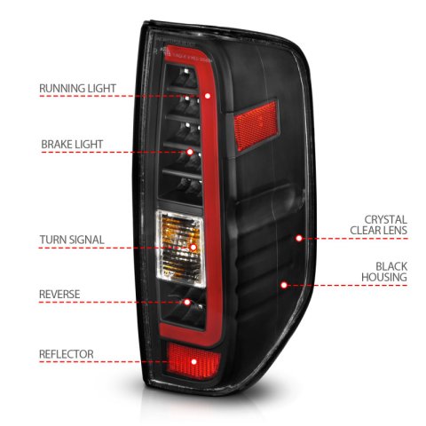 ANZO 2005-2021 Nissan Frontier LED Taillights Black Housing/Clear Lens thumbnail 5