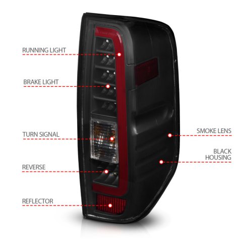ANZO 2005-2021 Nissan Frontier LED Taillights Black Housing/Smoke Lens thumbnail 4
