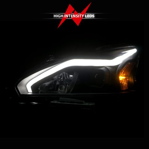 ANZO 13-15 Nissan Altima (w/o Factory HID Bulbs) Projector Headlights - w/ Light Bar Black Housing thumbnail 2