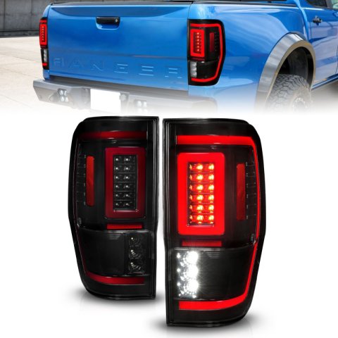 ANZO 19-22 Ford Ranger Full LED Taillights w/ Lightbar Sequential Signal Black Housing/Smoke Lens thumbnail 3