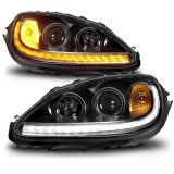 ANZO 05-13 Chevrolet Corvette Projector Headlights w/switchback & Sequential LED - Black Amber thumbnail 2