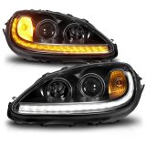 ANZO 05-13 Chevrolet Corvette Projector Headlights w/switchback & Sequential LED - Black Amber thumbnail 9