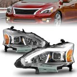 ANZO 13-15 Nissan Altima (w/o Factory HID Bulbs) Projector Headlights - w/ Light Bar Chrome Housing thumbnail 1