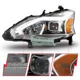 ANZO 13-15 Nissan Altima (w/o Factory HID Bulbs) Projector Headlights - w/ Light Bar Chrome Housing thumbnail 4