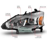 ANZO 13-15 Nissan Altima (w/o Factory HID Bulbs) Projector Headlights - w/ Light Bar Chrome Housing thumbnail 6