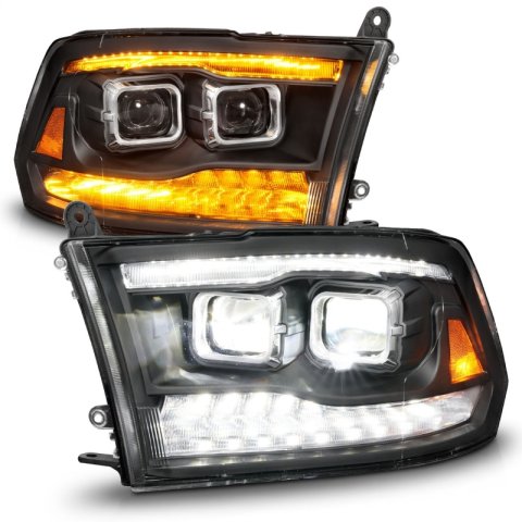 ANZO 09-18 Dodge Ram 1500/2500/3500 Full LED Proj Headlights w/Switchback Light Bar - Black thumbnail 6