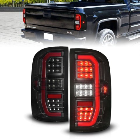 ANZO 14-18 GMC Sierra 1500 Full LED Taillights Black Housing Clear Lens (w/C Light Bars)