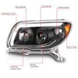 ANZO 06-09 Toyota 4 Runner Projector Headlights Plank Style - Black thumbnail 3
