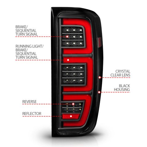 ANZO 19-23 GMC Sierra 1500/2500HD/3500HD Black Replacement Full LED Bar Tail Light thumbnail 7