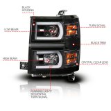 ANZO 14-15 Chevy Silverado 1500 Black Dual Switchback+Sequential LED Tube Sq. Projector Headlights thumbnail 5
