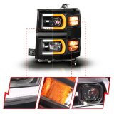 ANZO 14-15 Chevy Silverado 1500 Black Dual Switchback+Sequential LED Tube Sq. Projector Headlights thumbnail 6