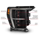 ANZO 21-23 Ford F-150 (w/Factory Halogen) Z-Series Full LED Proj Headlights - Pass. Side ONLY thumbnail 4