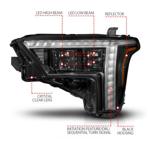 ANZO 22-24 Toyota Tundra (w/Factory LED Refl.) Z-Series Full LED Proj Headlights - Driver Side ONLY thumbnail 1