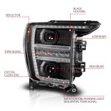 ANZO 21-23 Ford F150 LED Projector Headlight w/Switchback+Sequential - Black (Passenger Side Only) thumbnail 2