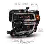 ANZO 19-21 GMC Sierra 1500 LED Projector Headlight w/Switchback+Sequential - Black thumbnail 6