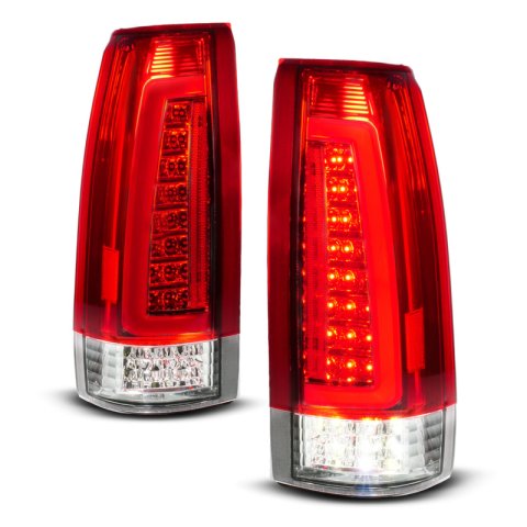 ANZO 88-99 Chevy C/K1500/2500/3500 Full LED Light Tube Taillights Chrome Housing Red/Clear Lens thumbnail 1