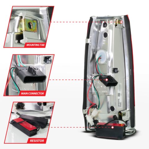 ANZO 88-99 Chevy C/K1500/2500/3500 Full LED Light Tube Taillights Chrome Housing Red/Clear Lens thumbnail 3