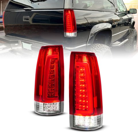 ANZO 88-99 Chevy C/K1500/2500/3500 Full LED Light Tube Taillights Chrome Housing Red/Clear Lens thumbnail 6