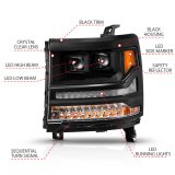 ANZO 16-18 Chevy Silverado 1500 (Factory HID Models ONLY) Full LED Proj Headlights Black - Pair thumbnail 1