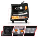 ANZO 16-18 Chevy Silverado 1500 (Factory HID Models ONLY) Full LED Proj Headlights Black - Pair thumbnail 2