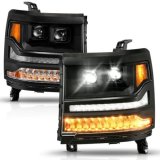 ANZO 16-18 Chevy Silverado 1500 (Factory HID Models ONLY) Full LED Proj Headlights Black - Pair thumbnail 3
