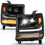 ANZO 16-18 Chevy Silverado 1500 (Factory HID Models ONLY) Full LED Proj Headlights Black - Pair thumbnail 5