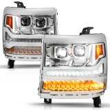 ANZO 16-18 Chevy Silverado 1500 (Factory HID Models ONLY) Full LED Proj Headlights Chrome - Pair thumbnail 2