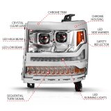 ANZO 16-18 Chevy Silverado 1500 (Factory HID Models ONLY) Full LED Proj Headlights Chrome - Pair thumbnail 4