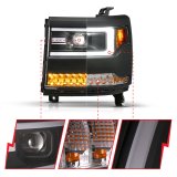 ANZO 16-18 Chevy Silverado1500 (Factory HID Models) LED Proj Light Bar Style Headlights Black - Pair thumbnail 2