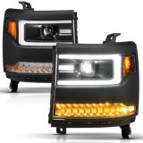 ANZO 16-18 Chevy Silverado1500 (Factory HID Models) LED Proj Light Bar Style Headlights Black - Pair thumbnail 3