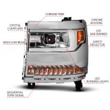 ANZO 16-18 Chevy Silverado1500 (Factory HID Models) LED Prj Light Bar Style Headlights Chrome - Pair thumbnail 4