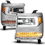ANZO 16-18 Chevy Silverado1500 (Factory HID Models) LED Prj Light Bar Style Headlights Chrome - Pair thumbnail 5