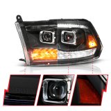 ANZO 09-19 Dodge RAM 1500 / 10-18 2500/3500 LED Proj Headlights SeqSig Black - Pair thumbnail 4