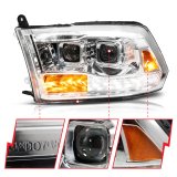 ANZO 09-19 Dodge RAM 1500 / 10-18 2500/3500 LED Proj Headlights SeqSig Chrome - Pair thumbnail 2