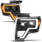 ANZO 09-14 Ford F-150 (Factory Halogen Model ONLY) Full LED Proj Headlights Init/SeqSig Black - Pair thumbnail 5