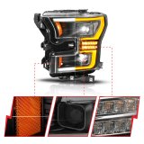 ANZO 15-17 Ford F-150 (Factory Halogen Model ONLY) Full LED Proj Headlights Init/SeqSig Black- Pair thumbnail 3