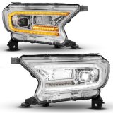 ANZO 19-23 Ford Ranger (Factory Halogen Models) Full LED Proj Headlights DRL/SeqSig Chrome - Pair thumbnail 1