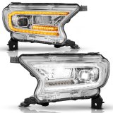 ANZO 19-23 Ford Ranger (Factory Halogen Models) Full LED Proj Headlights DRL/SeqSig Chrome - Pair thumbnail 2