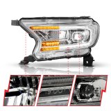 ANZO 19-23 Ford Ranger (Factory Halogen Models) Full LED Proj Headlights DRL/SeqSig Chrome - Pair thumbnail 4