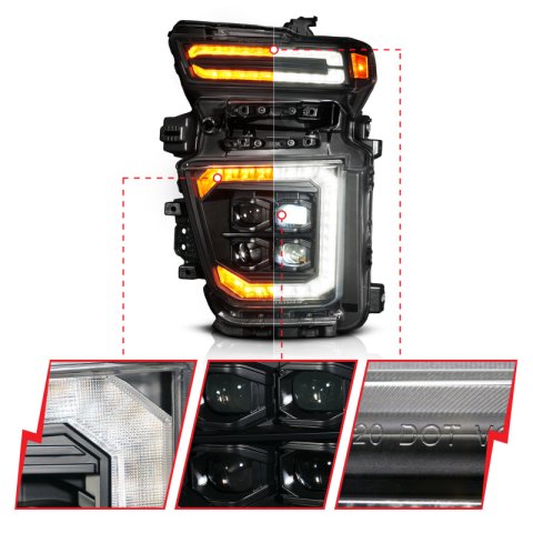 ANZO Z-Series 20-23 Chevy Silverado 2500/3500 Z-Series Full LED Proj Headlights Black - Driver Side thumbnail 1