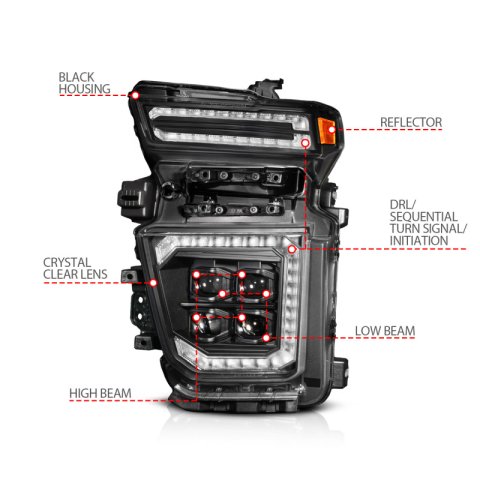 ANZO Z-Series 20-23 Chevy Silverado 2500/3500 Z-Series Full LED Proj Headlights Black - Driver Side thumbnail 6