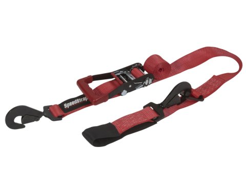 SpeedStrap 2In x 10Ft Ratchet Tie Down w/ Twisted Snap Hooks & Axle Strap Combo - Red thumbnail 1